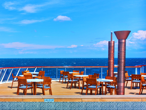 The Aquavit Terrace, outdoor dining on the Viking Ocean ship.