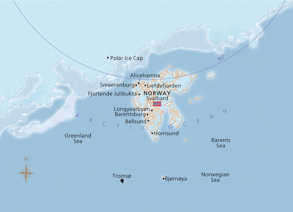 Map of the Arctic Adventure itinerary