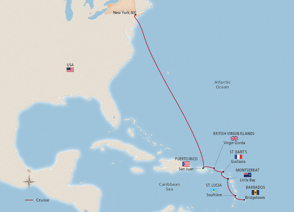 Map of the Caribbean Connections itinerary