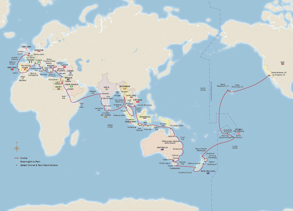Map of the 2023 Viking World Journeys itinerary
