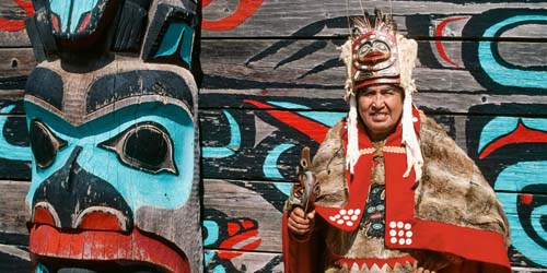 Tlingit ceremonial dancer in Alaska, USA