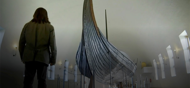Exhibition of historical Viking longship relic
